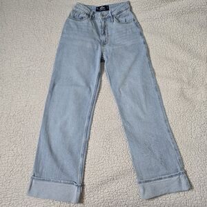 Hollister Ultra High Rise Dad Jeans Cuffed Hem Size 24